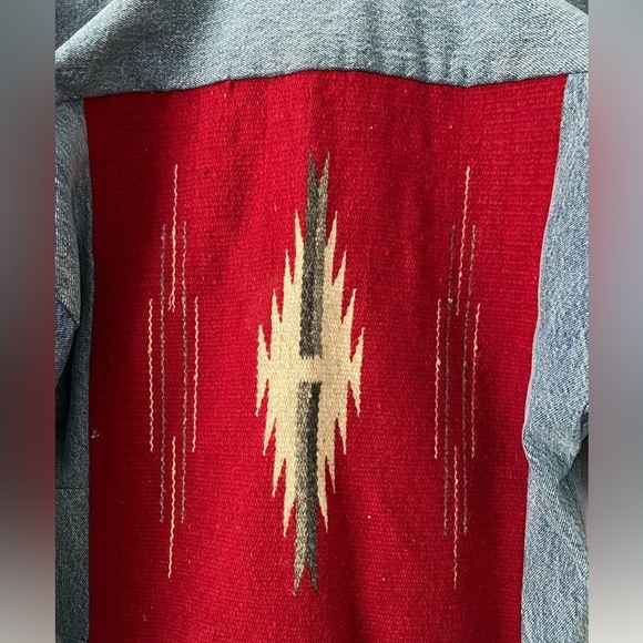 Love Apples by Stephanie Womens Denim Jacket Small Ortega's Weaving Shop Boho - Picture 8 of 13